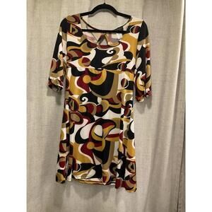 HYPNOTIK Womens Short Sleeve Multi Color Design Dress Size Large
